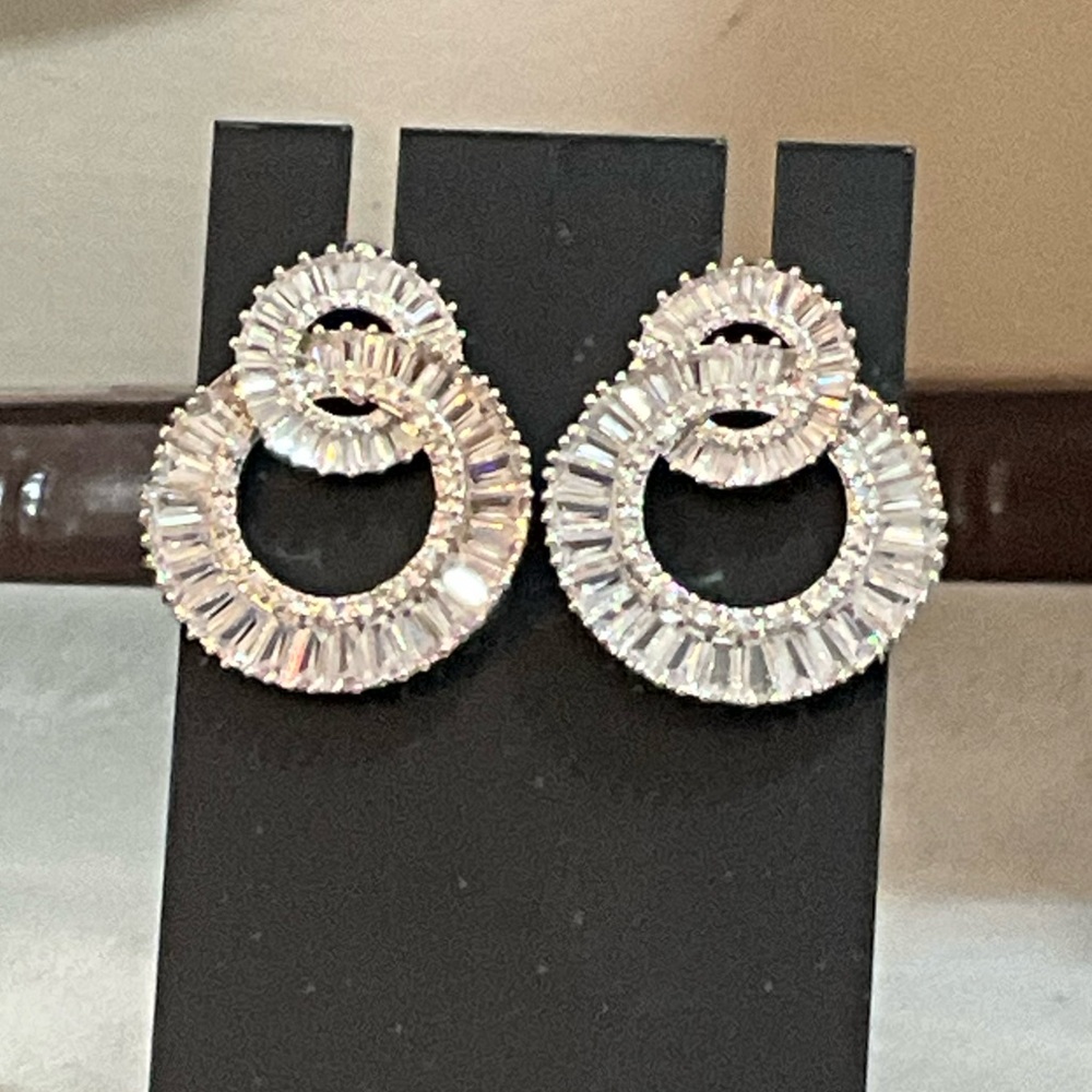 Double Circle Crystal Statement Earrings - image 3